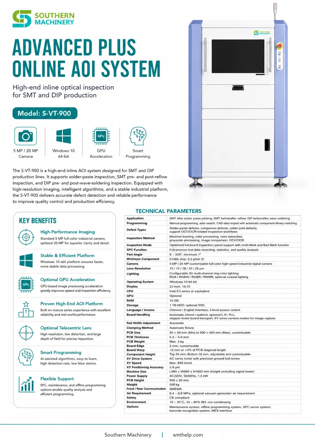 Southern Machinery smt aoi inspection equipment s-vl-900 advanced plus online aoi system