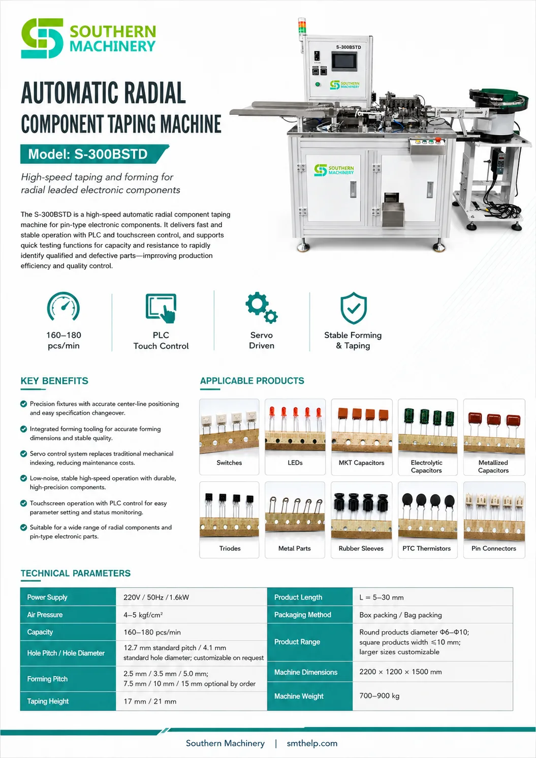 Southern Machinery electronic component taping machine s-300bstd automatic radial component taping machine
