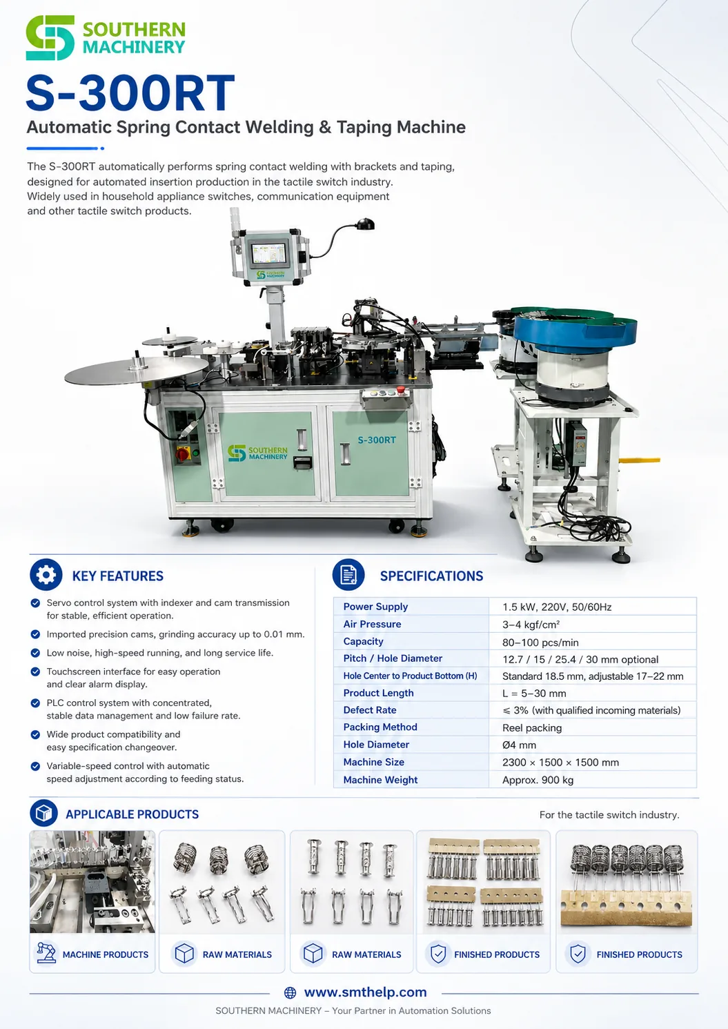Southern Machinery electronic component taping machine s-300rt automatic spring contact welding taping machine