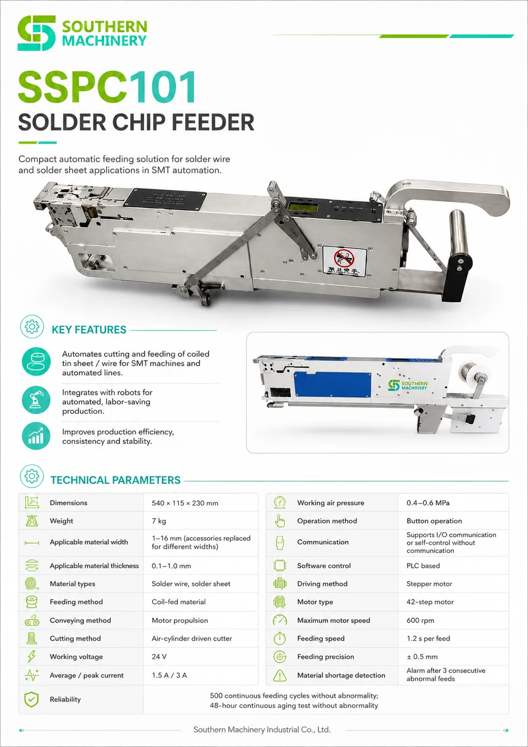 Southern Machinery smt component feeder sspc101 solder chip feeder