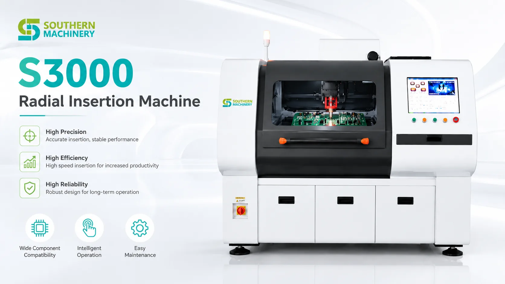 Southern Machinery tht component insertion machine s3000 automatic radial component insertion machine