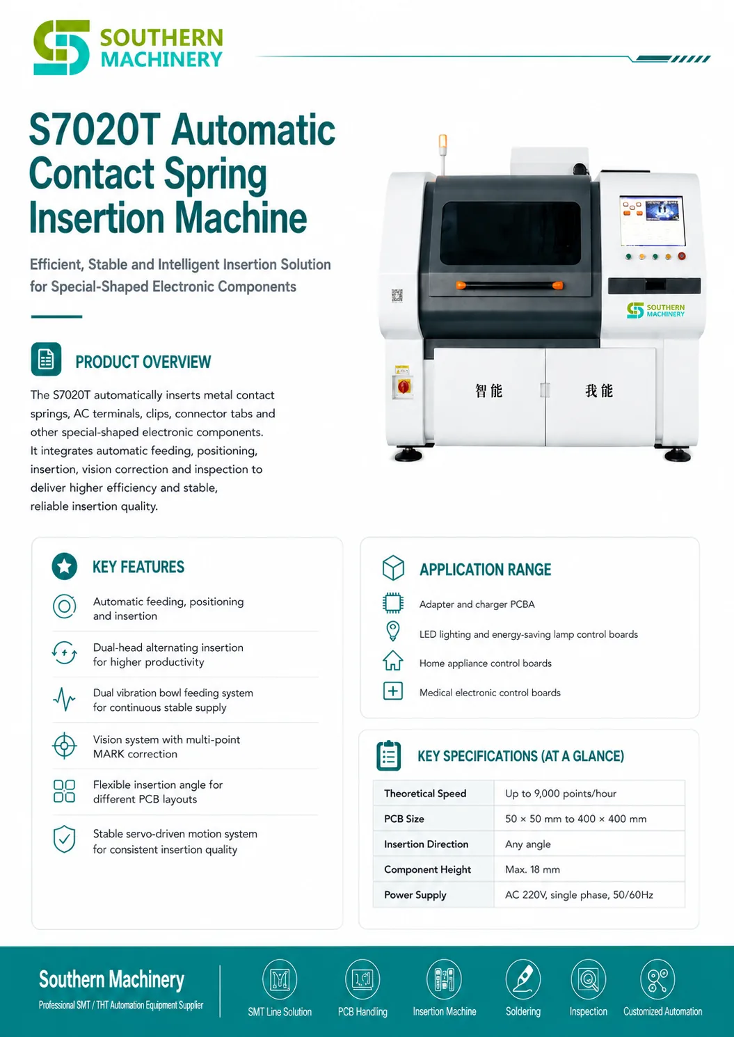 Southern Machinery tht component insertion machine s7020t automatic contact spring insertion machine 01